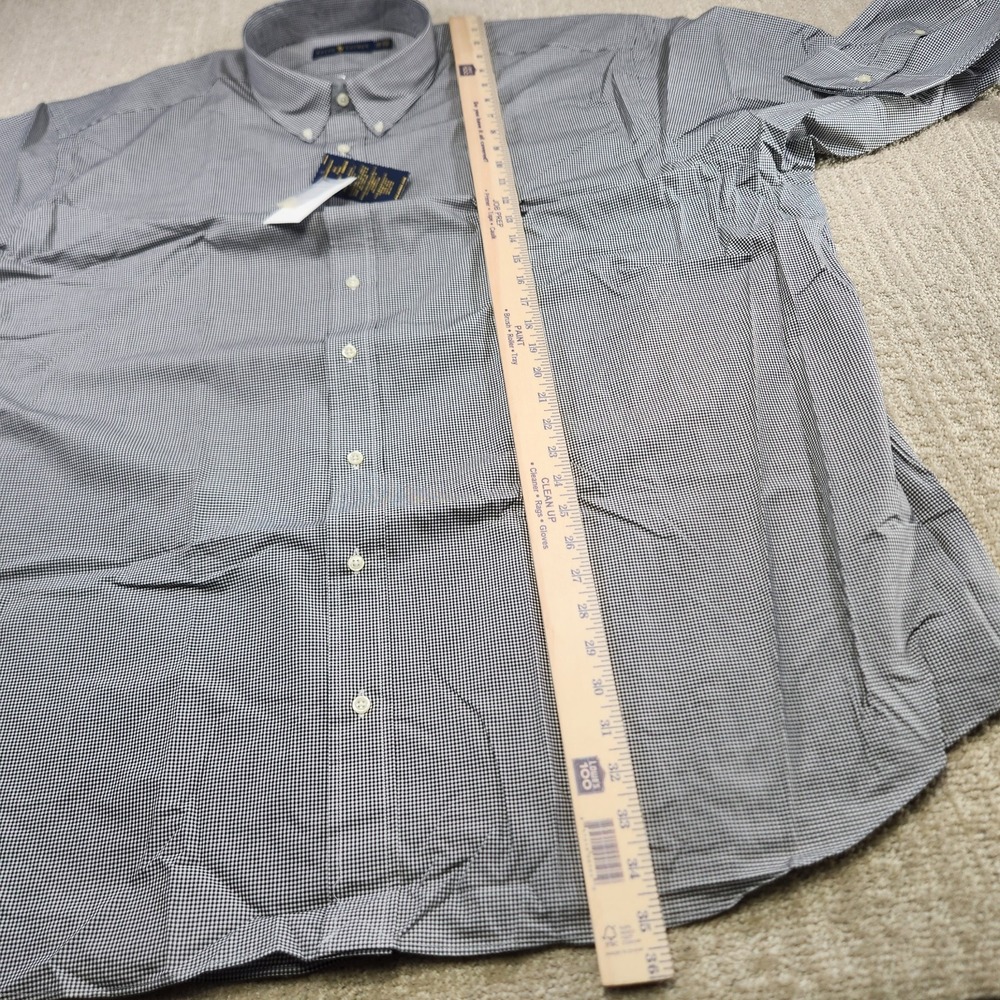 NEW Polo Ralph Lauren Shirt Men 4XB Poplin Button Down Black White Micro Check - Picture 6 of 10
